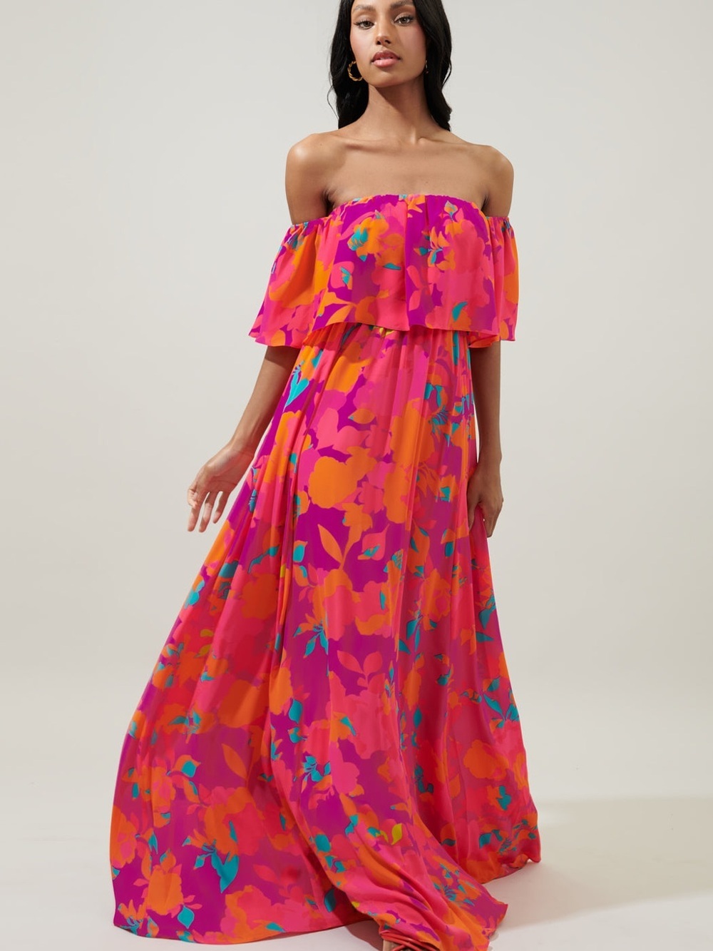 SUGAR LIPS Constance Floral Enamored Off The Shoulder Ruffle Dress/ NWT / S/ $89